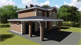 Проект дома D-134. Дом с навесом для машины D-134