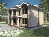 Проект дома D-129. Дом с эркером и террасой двухэтажный D-129