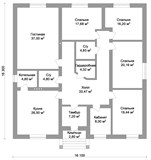 Проект дома D-124. Квадратный одноэтажный дом D-124