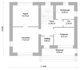 Проект дома C-023. Кирпичный дом с балконом C-023