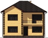 Проект дома C-023. Кирпичный дом с балконом C-023