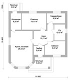 Проект дома A-009. Одноэтажный дом с одной спальней A-009