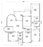 Проект дома F-084. Одноэтажный дом с бассейном F-084
