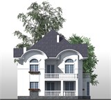 Проект дома E-059. Дом из пеноблоков с балконом E-059