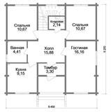 Проект дома A-081. Деревянный дом до 100 кв A-081