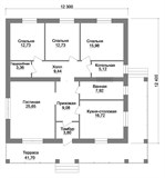 Проект дома C-238. Одноэтажный дом с террасой и 3 спальнями C-238
