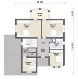 Проект дома F-070. Двухэтажный дом с балконом и гаражом F-070