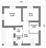 Проект дома B-240. Дом 9 на 9 с мансардой B-240