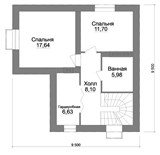 Проект дома B-240. Дом 9 на 9 с мансардой B-240
