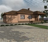 Проект дома C-216. Каркасный дом с гаражом C-216