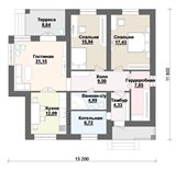 Проект дома B-184. Дом две спальни, кирпичный B-184