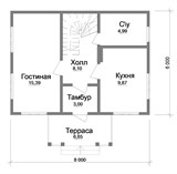 Проект дома A-030. Простой каркасный дом с мансардой A-030