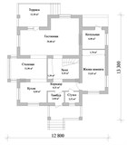Проект дома C-090. Двухэтажный дом с террасой и балконом C-090