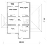 Проект дома C-090. Двухэтажный дом с террасой и балконом C-090