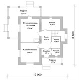 Проект дома B-078. Дом 12 на 12 с мансардой B-078