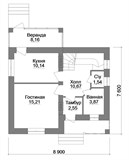 Проект дома A-016. Кирпичный дом с верандой A-016