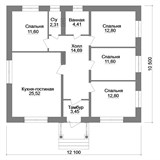 Проект дома A-015. Дом 12 на 12 одноэтажный A-015