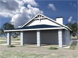 Проект дома B-199. Одноэтажный дом с навесом для машины B-199