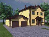 Проект дома D-146. Дом из кирпича, двухэтажный, с гаражом D-146
