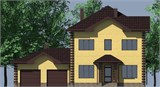 Проект дома D-146. Дом из кирпича, двухэтажный, с гаражом D-146